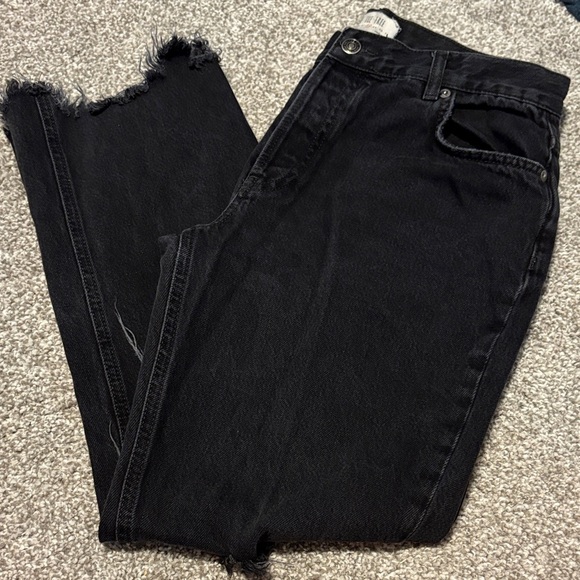 We The Free Black Cropped Jeans with Frayed Hem - Picture 1 of 7